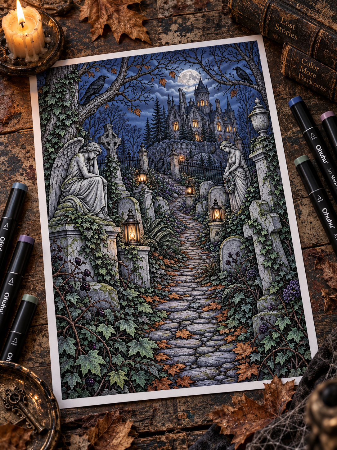 7 Gothic Autumn Color Palettes for Halloween Coloring Pages 🎃🌙